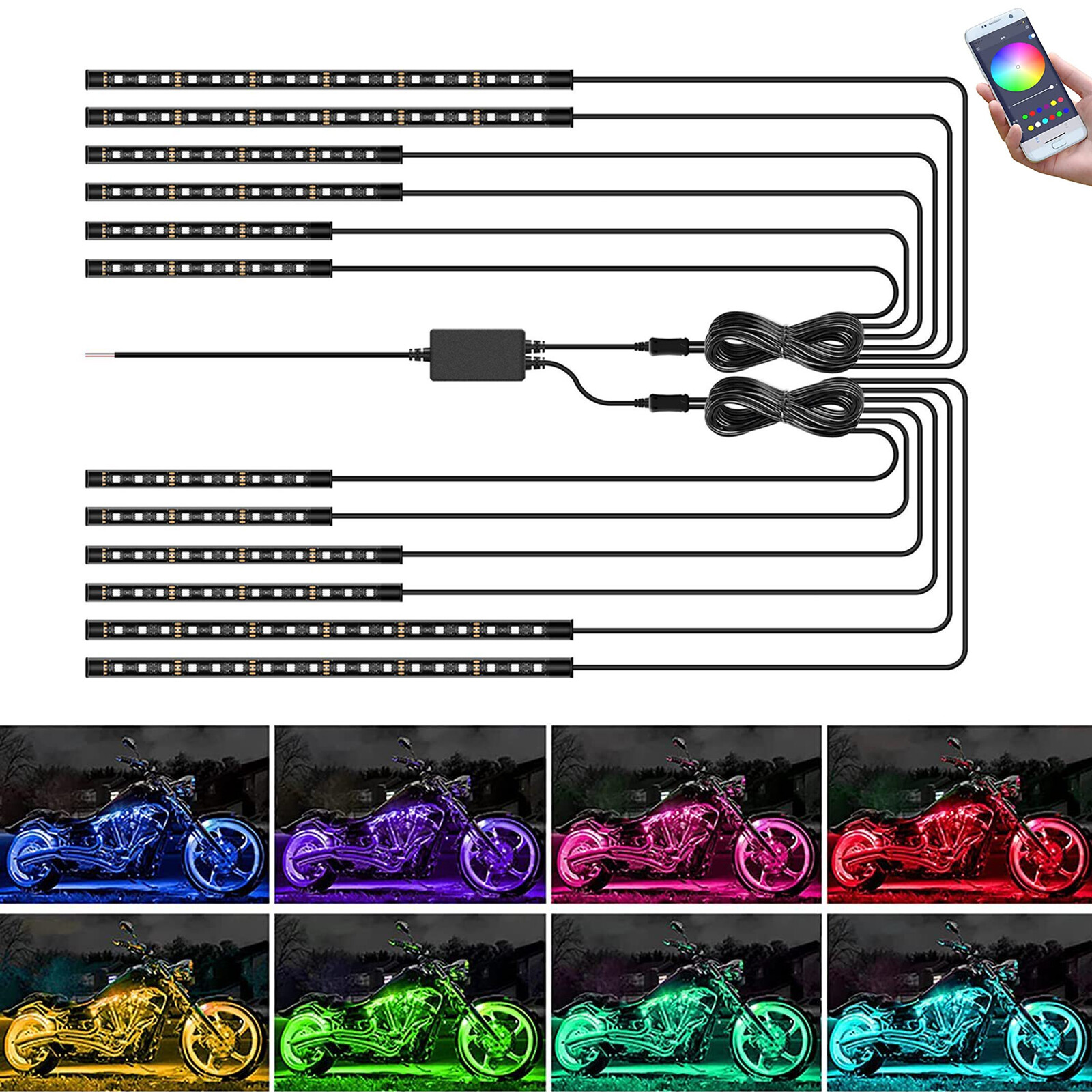 12X RGB LED Light Neon Under Body Glow Strip For Club Car EZGO Yamaha Golf Cart.