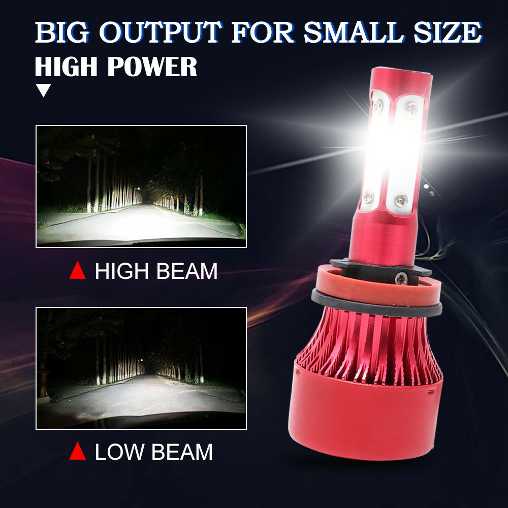 4-Side H11 H9 LED Headlight Super Bright Bulbs Kit 330000LM HIGH/LOW Beam 6000K