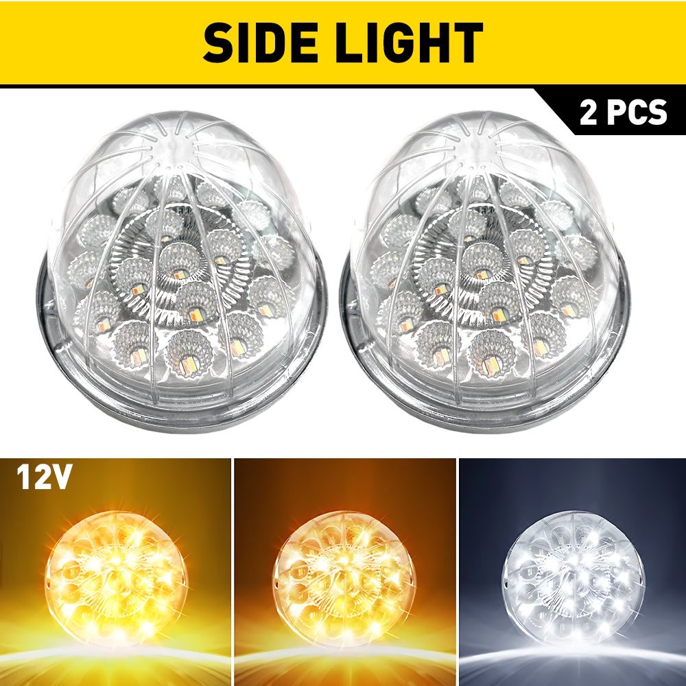 2X Dual Color LED Watermelon Lights Amber White Clearance Side Marker Light EOOR