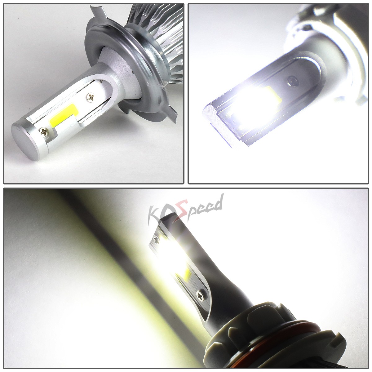 2x White LED H4 6000K 50000 Hours Life/ Replacement Headlight Bulbs +Cool Fan