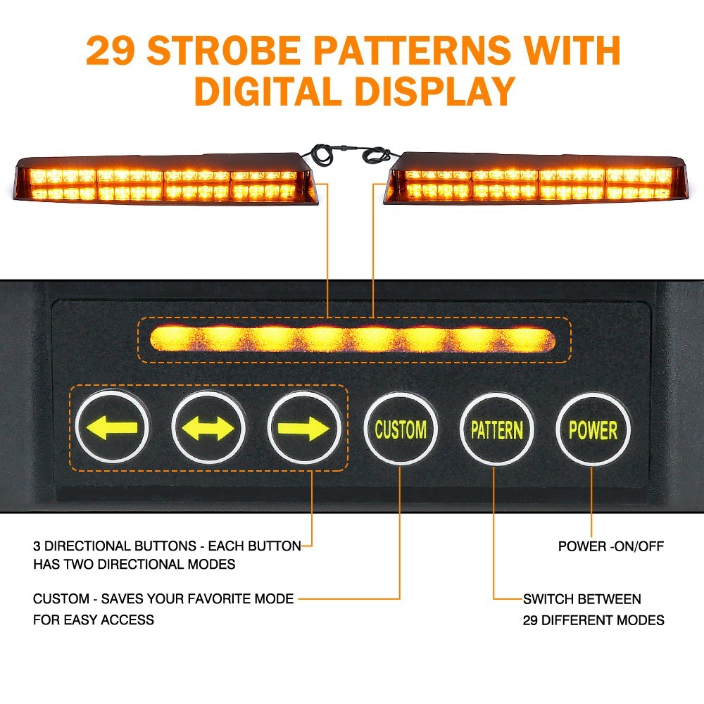 Xprite 20″ 32 LED Windshield Strobe Light Bar Emergency Warning Traffic Advisor