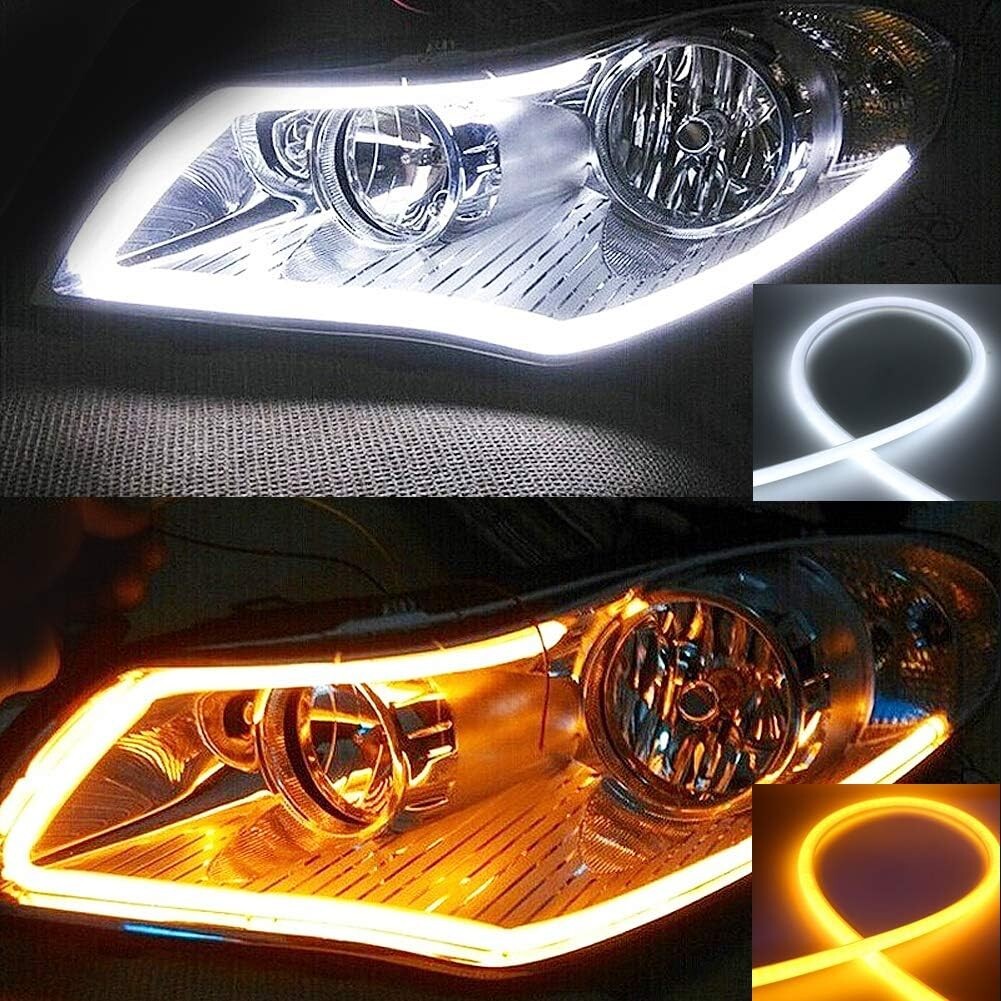 23.6″ Flexible Switchback DRL Light Strip Amber Flow Turn Signal Car Headlights