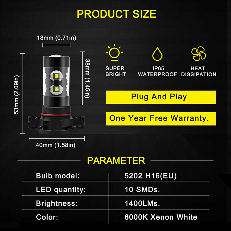 For Jeep Cherokee 2014-2015 LED Headlight & Fog Light Bulbs Combo Clear White
