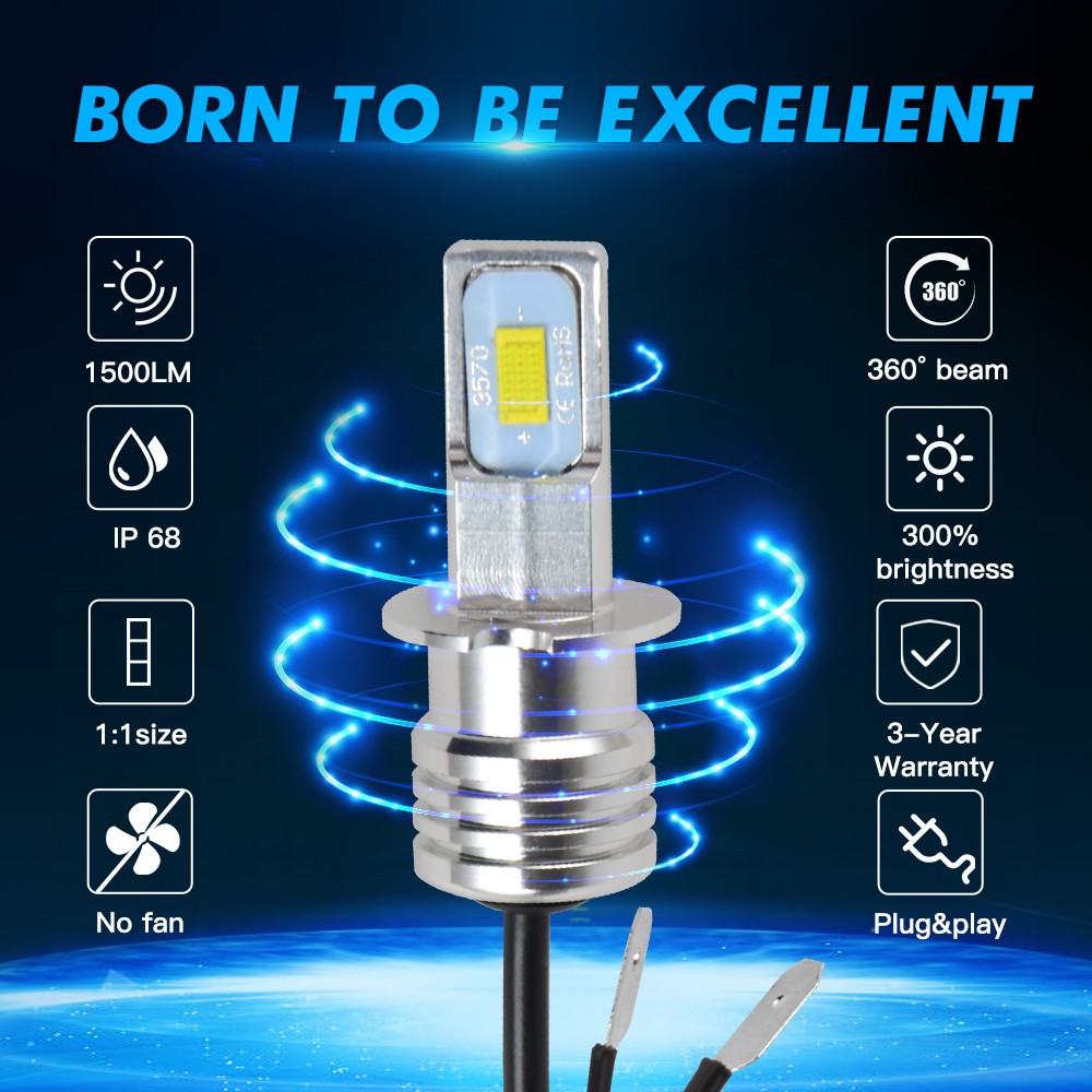 2x H3 LED Fog Light Bulbs Kit 6000K For Chevrolet Tornado 2016-2019 Driving Lamp