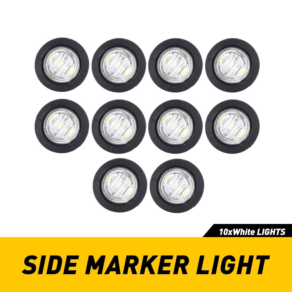 10X 3/4″ Round LED Side Marker Lights White Truck Trailer Bullet Indicator Light