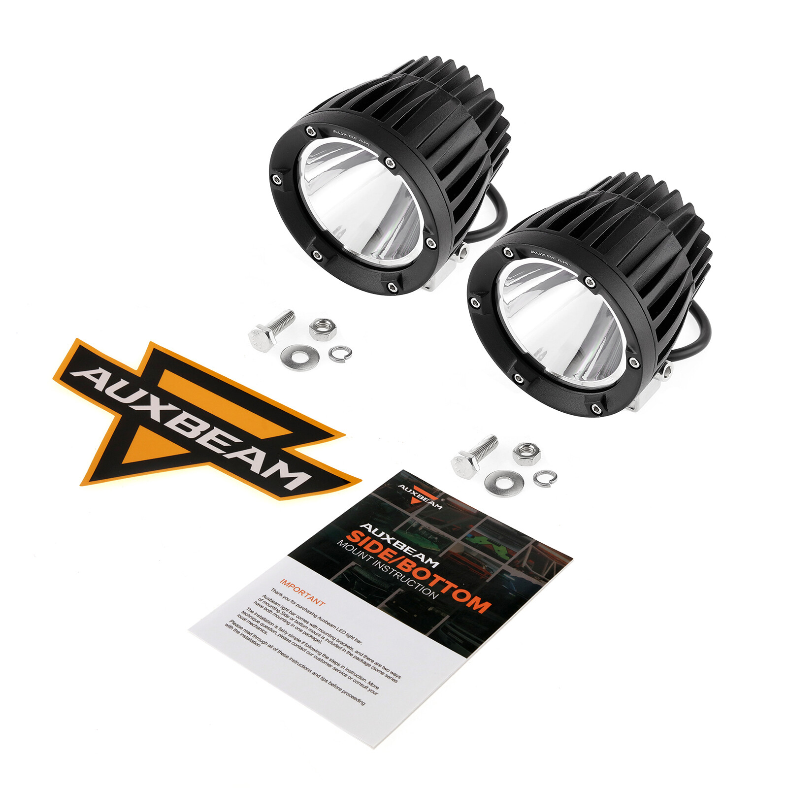 AUXBEAM 4″ Inch LED Work Light Bar Spot Driving Fog Pods Offroad ATV Boat Trucks