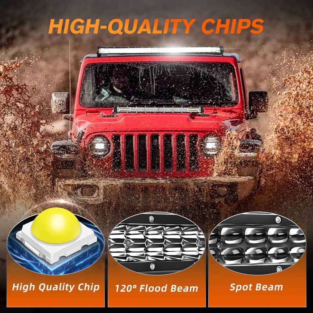 Dual Row 15″20″24″28″33″42″48″ LED Light Bar Spot Flood Combo Offroad Truck 4WD