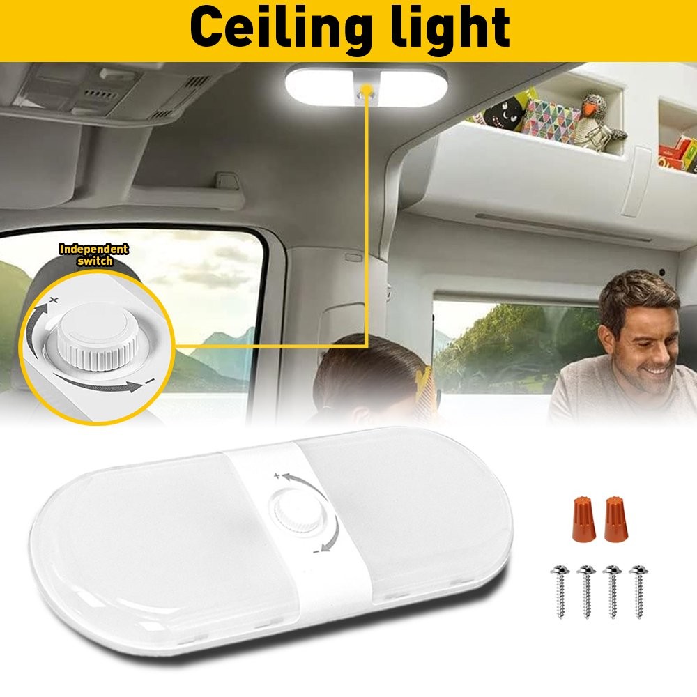 Dimmable 1700LM 3 Color Light Interior 12V24V Ceiling 120Led Dome Lamp RV Camper