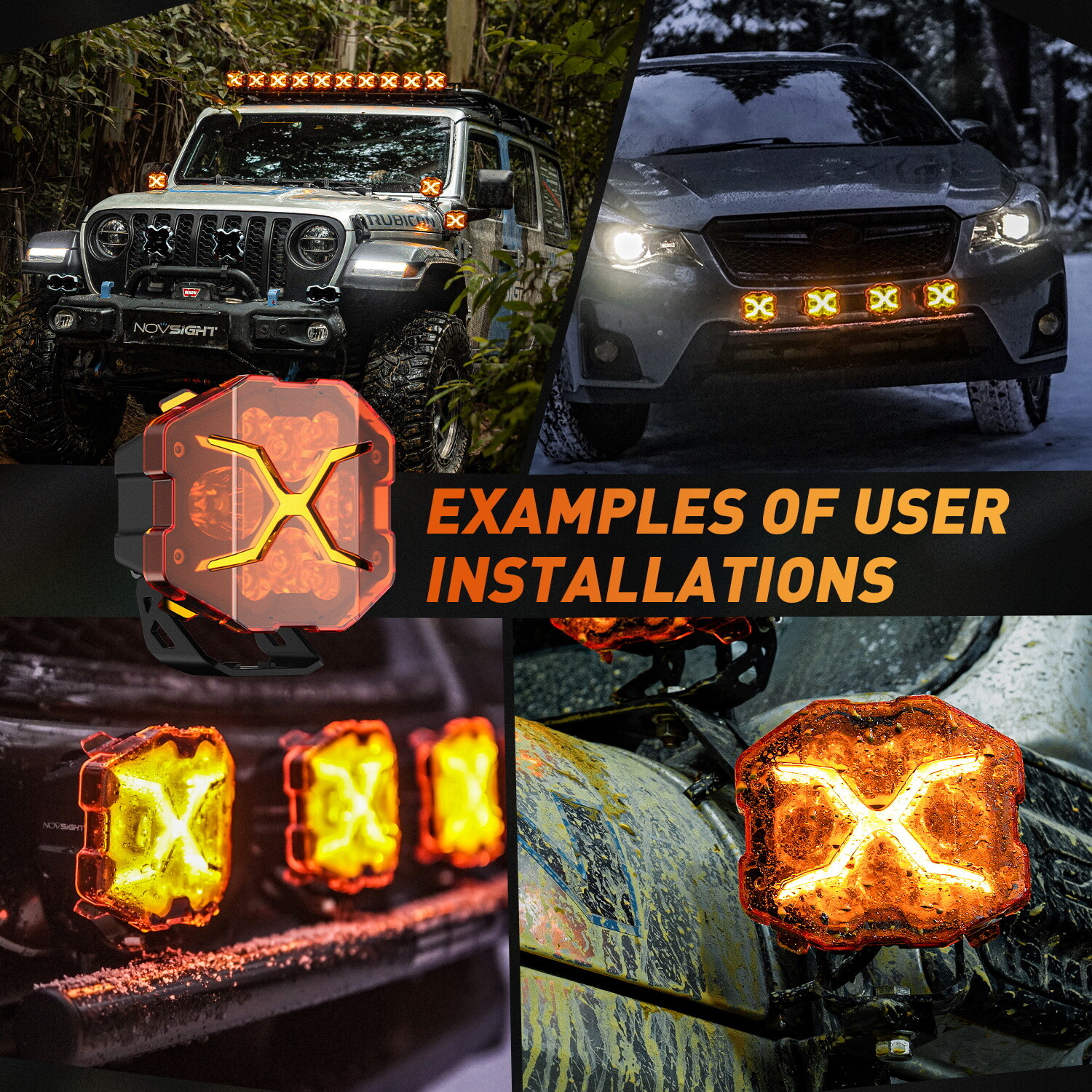 NOVSIGHT 4in. LED Off Road Driving Lights Bright Lamp with Special X-Line Design