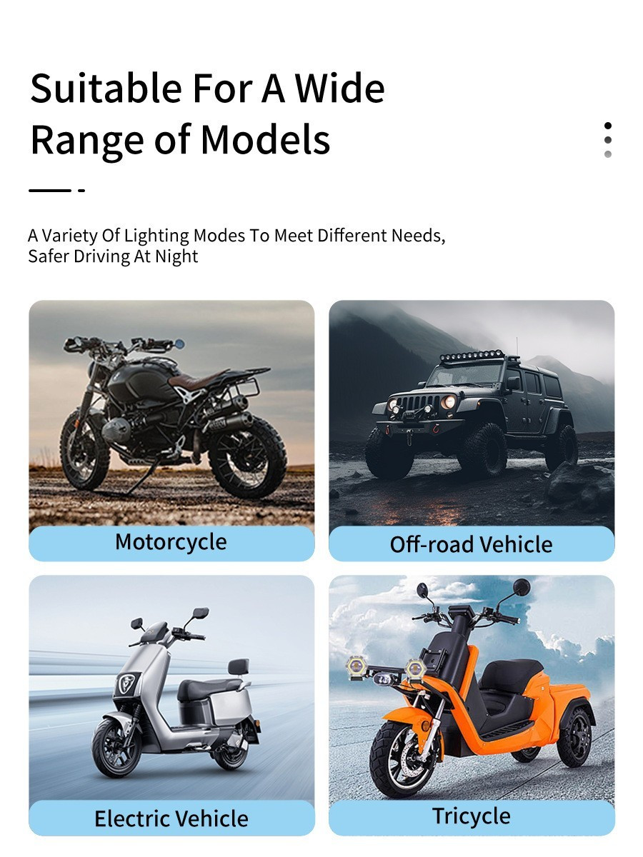 1 PCS Motorcycle 3.5-Inch Spotlight External Glow Hexagonal Spotlight Auxiliary