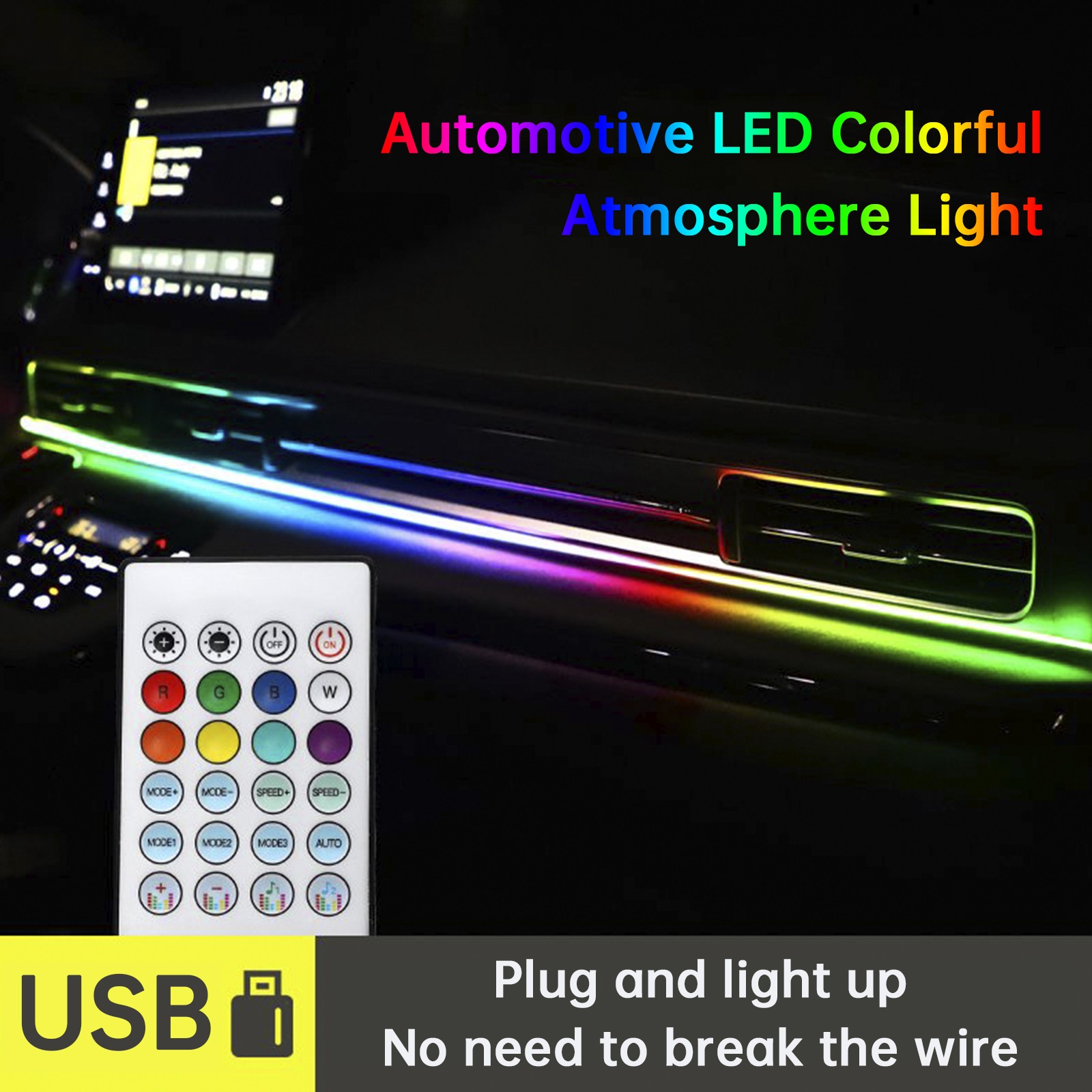 Central Control Ambient Interior Colorful LED Flowing Decorative Light 110cm F8
