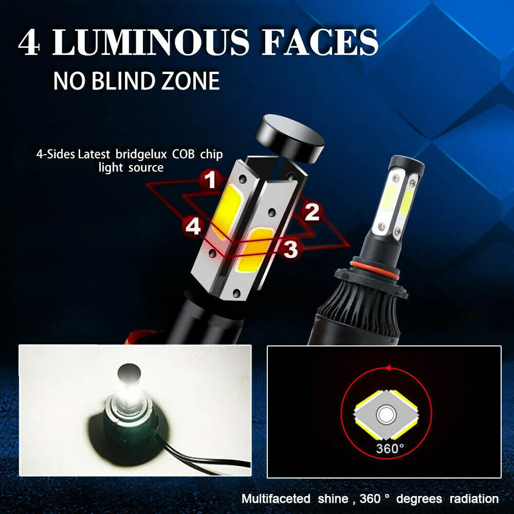 H11+H11 LED Headlight Kit Hi-Low Beam Bulbs Super Bright 720000LM 6000K White