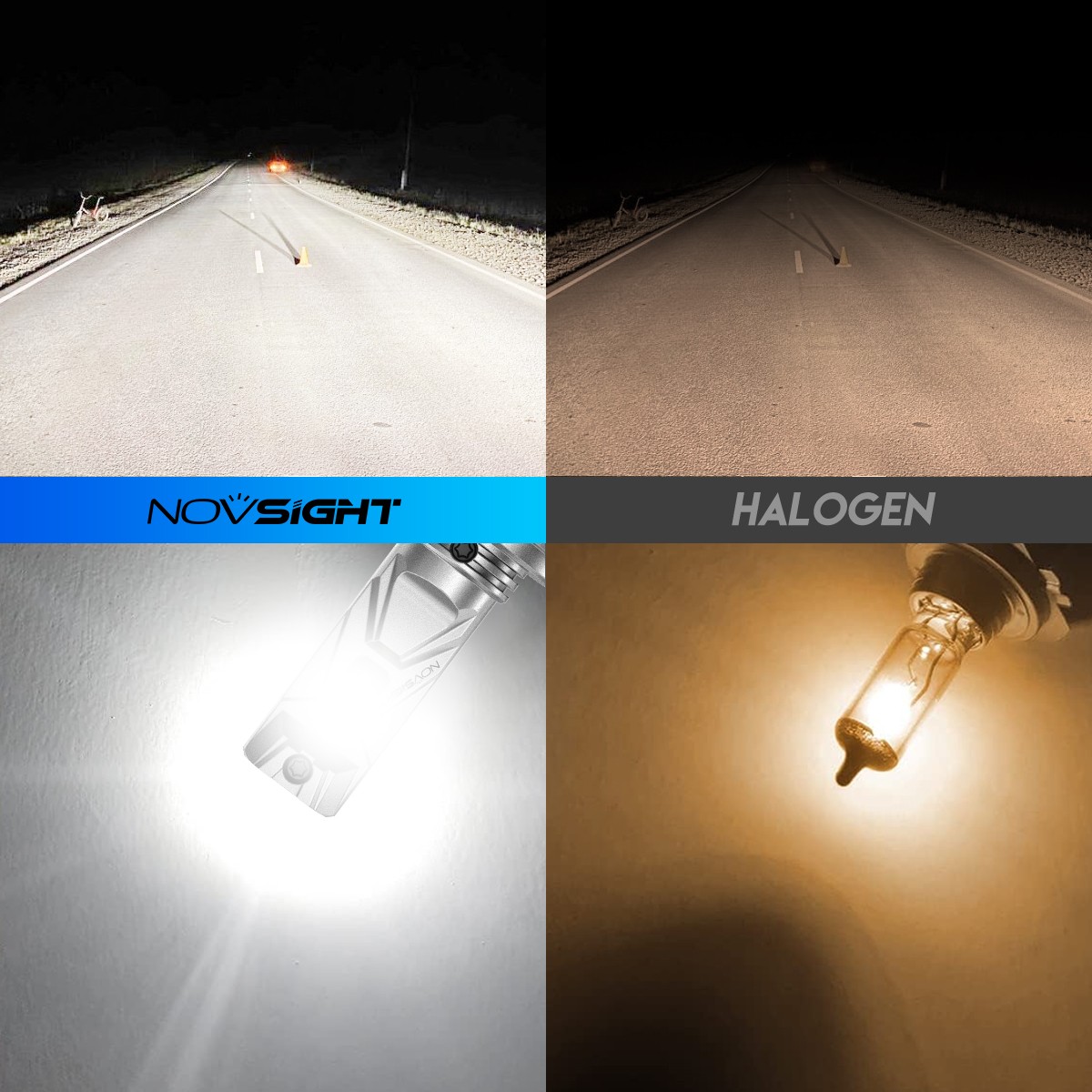 NOVSIGHT H7 LED Headlight Bulbs High Low Beam 6500K Bright White Conversion Kit