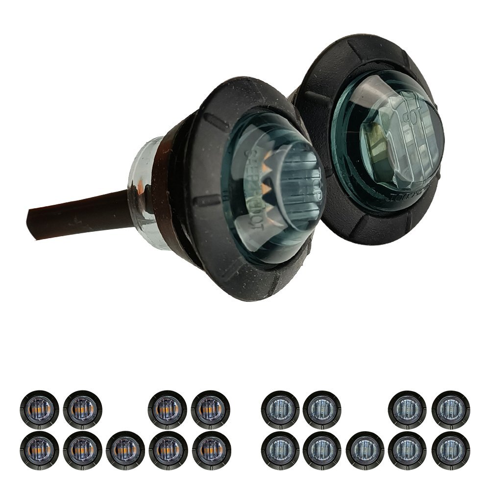 20X 3/4″ 12V Marker LIGHTS LED Bullet Amber Red Truck Trailer RV Round Side Lamp