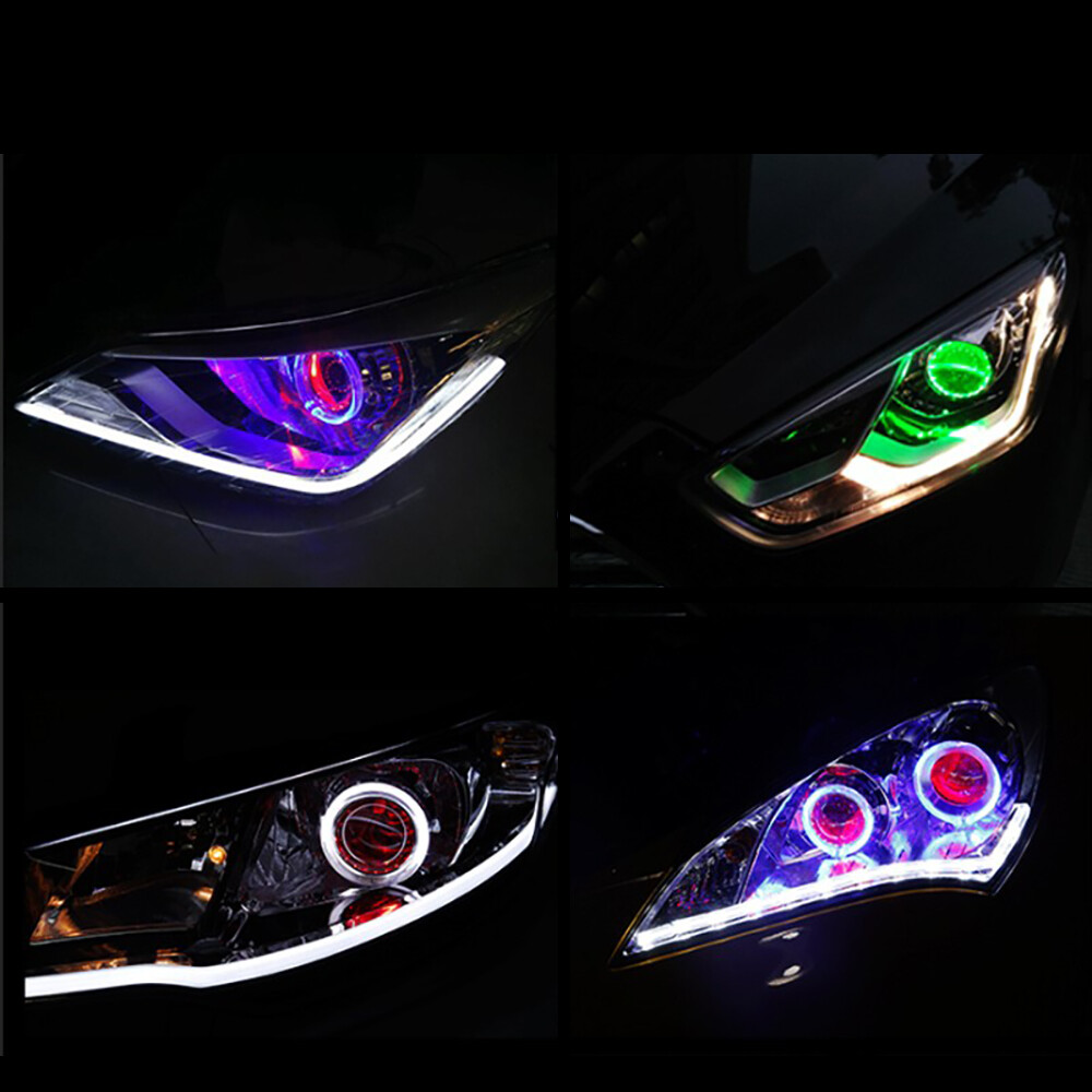 2x LED Devil Eyes Halo Ring For Headlight Xenon&LED Projector Lens Retrofit