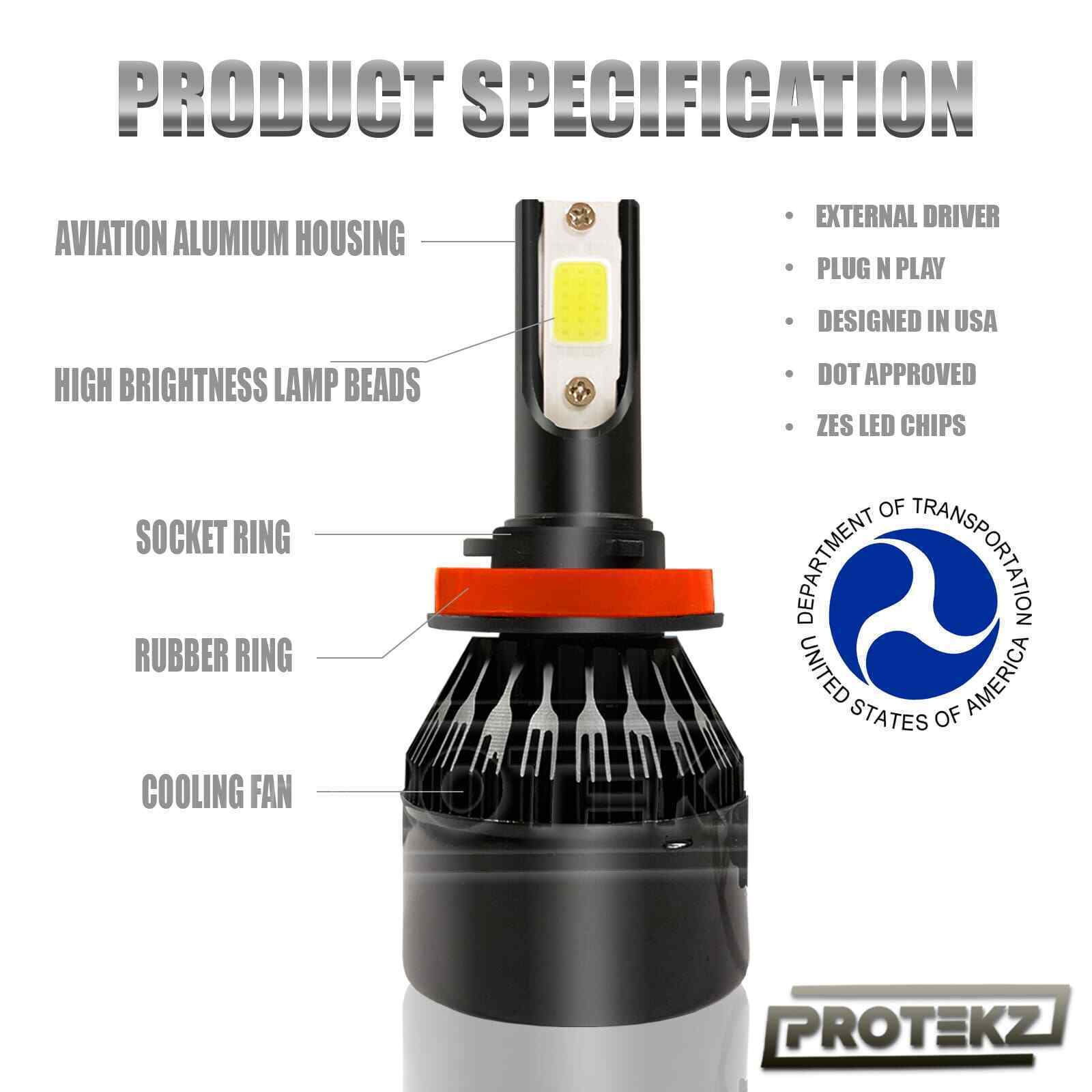 H13 LED Headlight Bulbs Pure White Bright 9008 Dual High Low Beam 6000K White