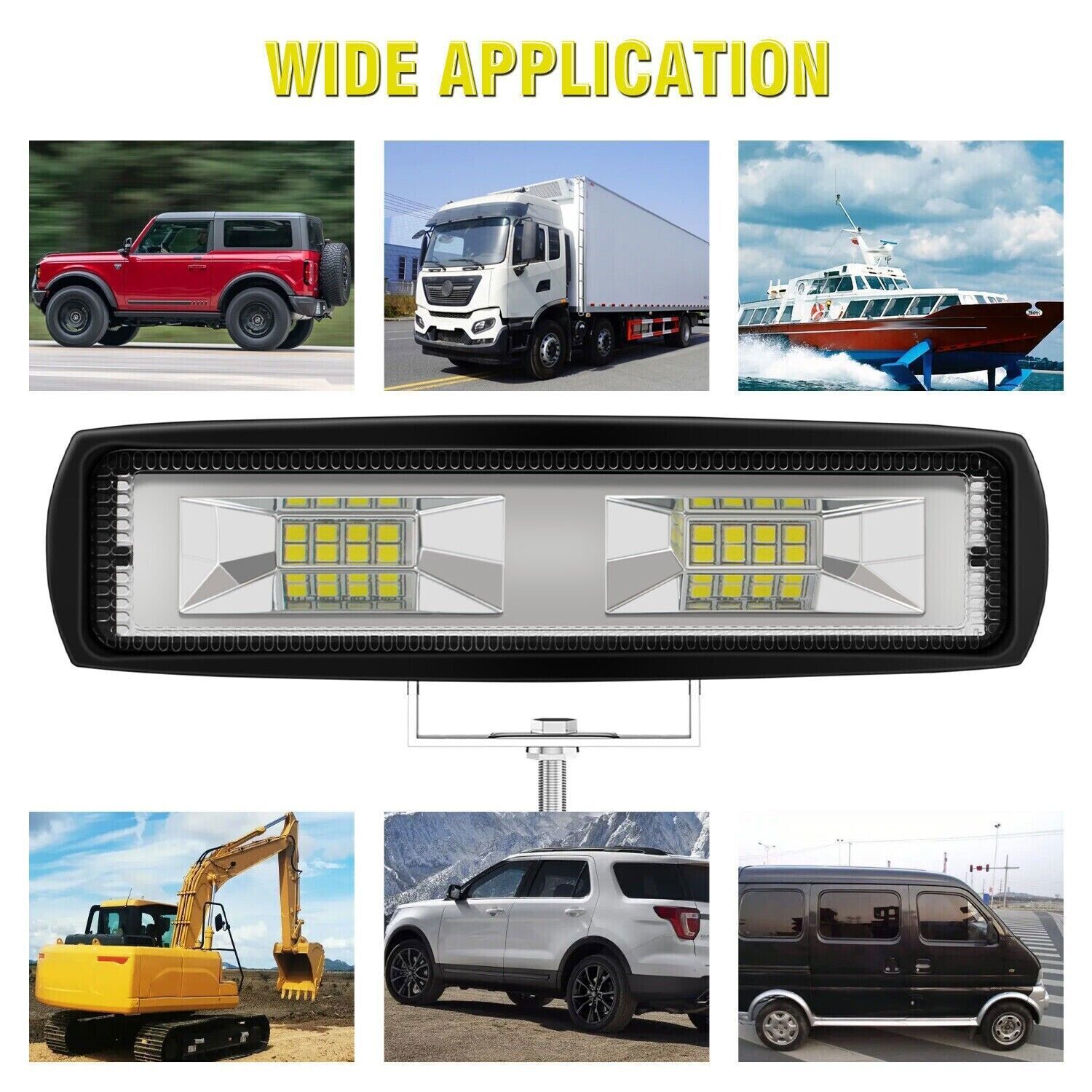 2Pcs 6″ 48W LED Work Light Bar Spot Pods Fog Lamp Offroad SUV ATV Truck
