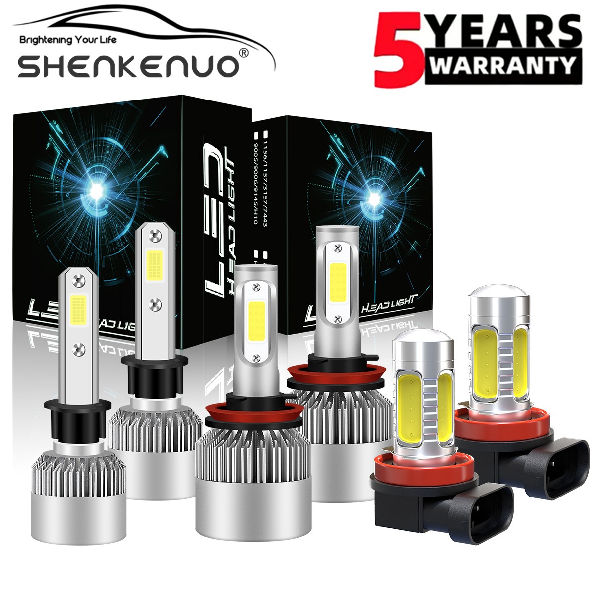 6x Combo H1+H11+H11 6000K LED Headlight High Low Beam Lamp Fog Light Bulbs Kit