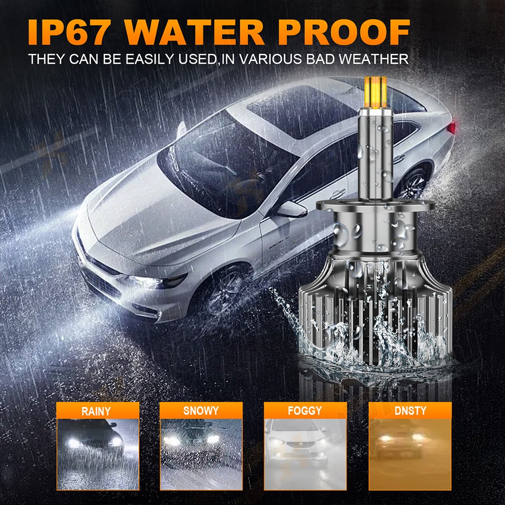 6-Sides 2x H1 160W 48000LM CSP LED Headlight Bulb Conversion Kit 6000K White