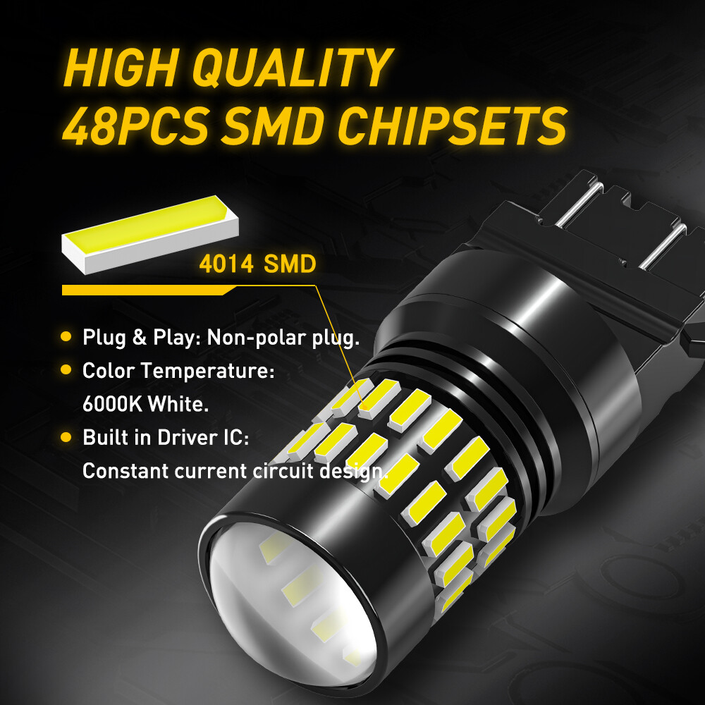 AUXITO 3157 3156 LED Reverse Backup Light Bulbs 6000K White 2400LM Super Bright