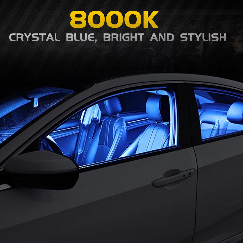 10x Blue Interior LED Lights Map Dome License Bulbs for Hyundai Venue 2020-2024