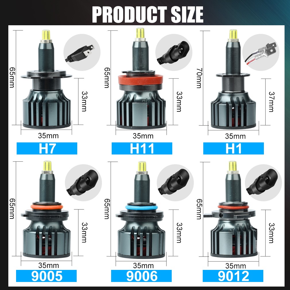 360° 6-Side H1 H11 H7 9005 9006 9012 LED Headlight Light Bulb Hi/Lo Beam 50000Lm