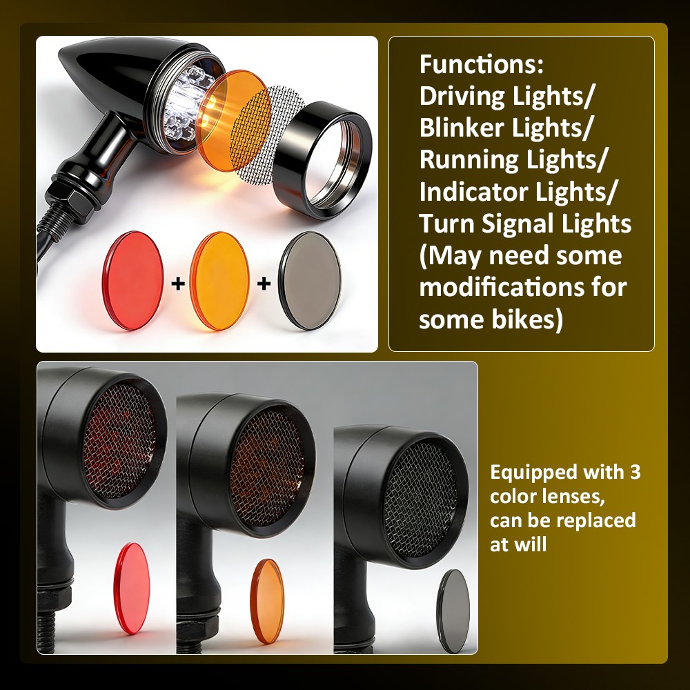 Amber LED Turn Signal Blinker Indicator Lights For Honda Motorcycle bikes 4-12X