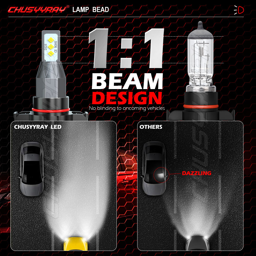 2 x 5202 H16 PS24W High Power 100W 6000K Super White LED Fog DRL Lights Bulbs