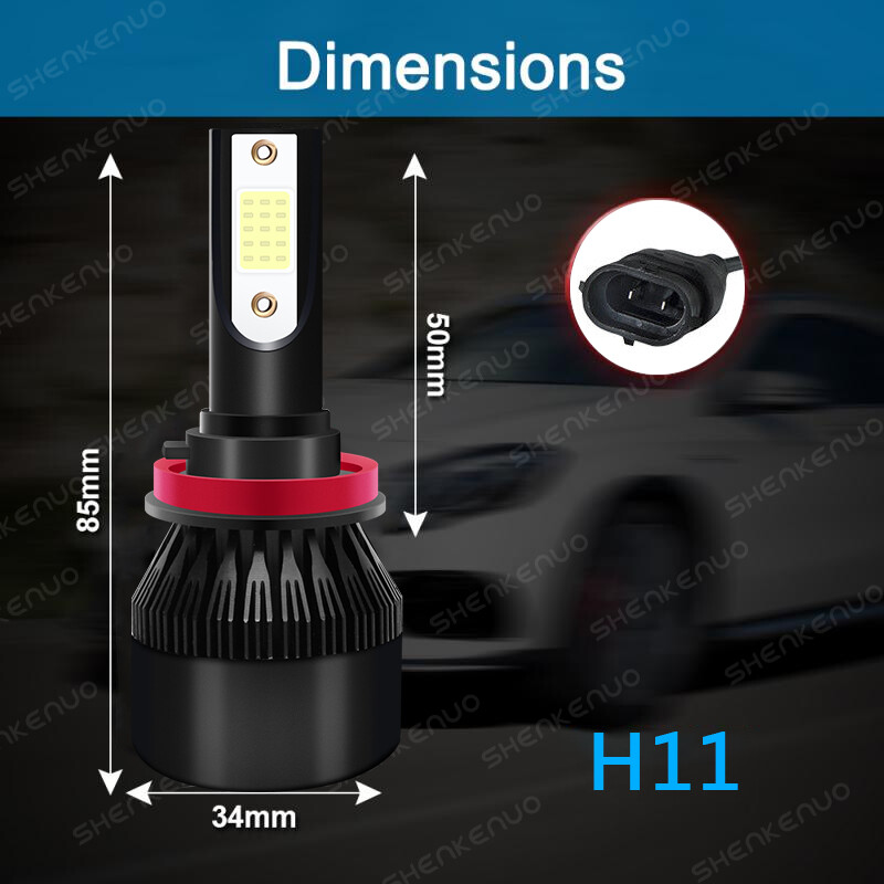 H11 LED Headlight Super Bright Bulbs Kit Blue 8000K 330000LM High/Low Beam