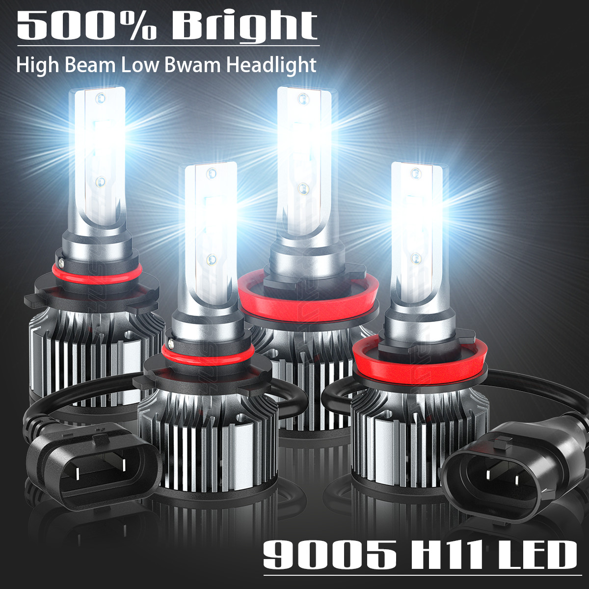 Combo 9005+H11 LED Headlight Super Bright Bulbs Kit White 720000LM High/Low Beam