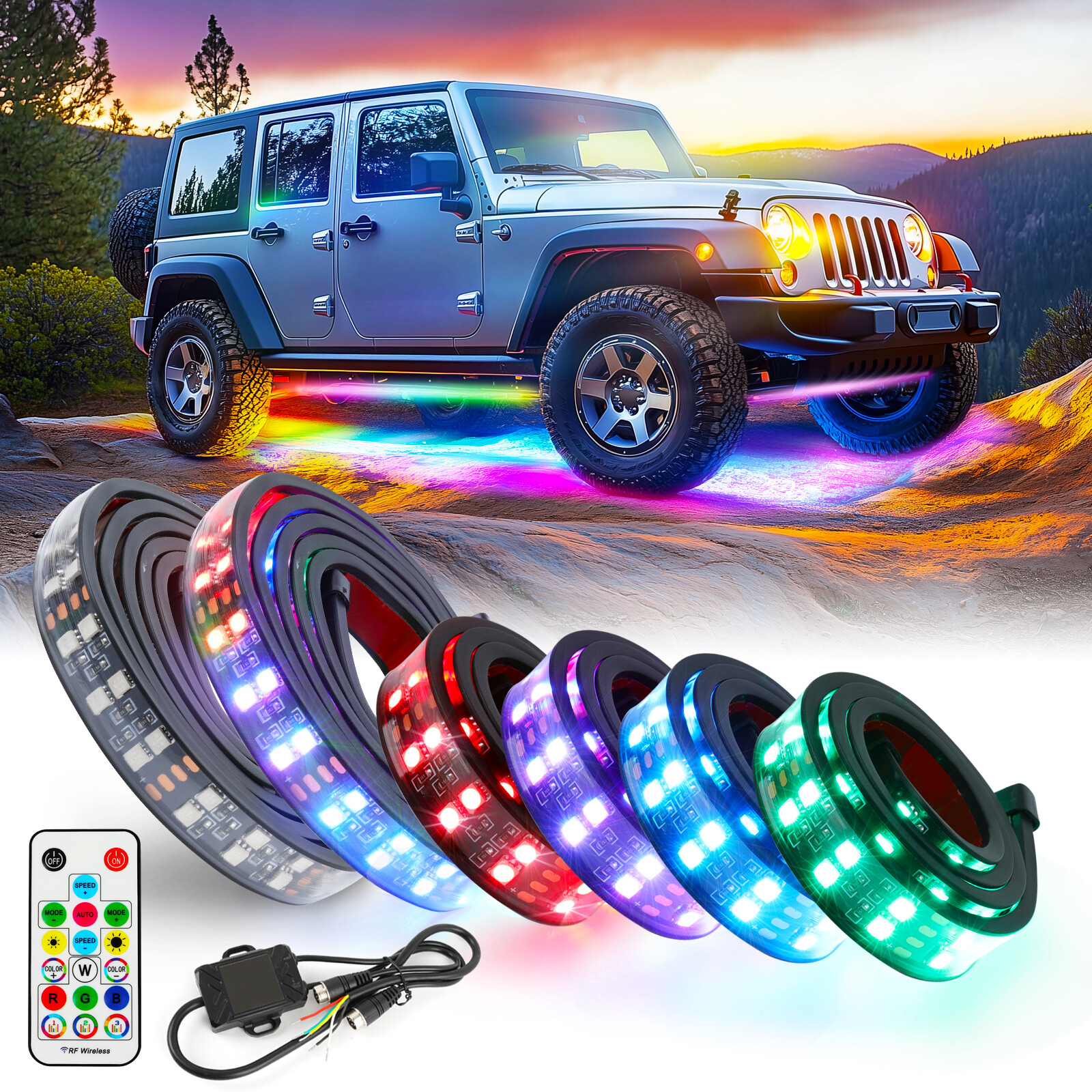 6PCS/Set RGB LED Dream Light Underglow Neon Kit Strip APP Remote For Scion xB tC