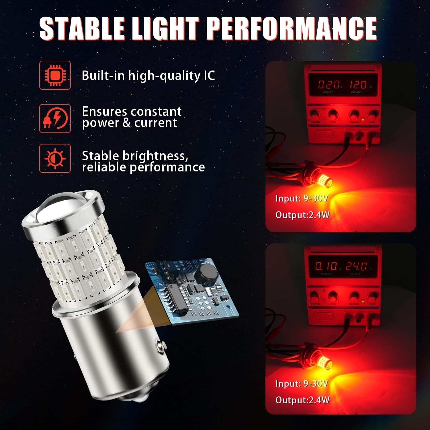 BA15S 1156 LED Red Bulbs – 300% Brighter for Safety – 2 Pack with Full Aluminum
