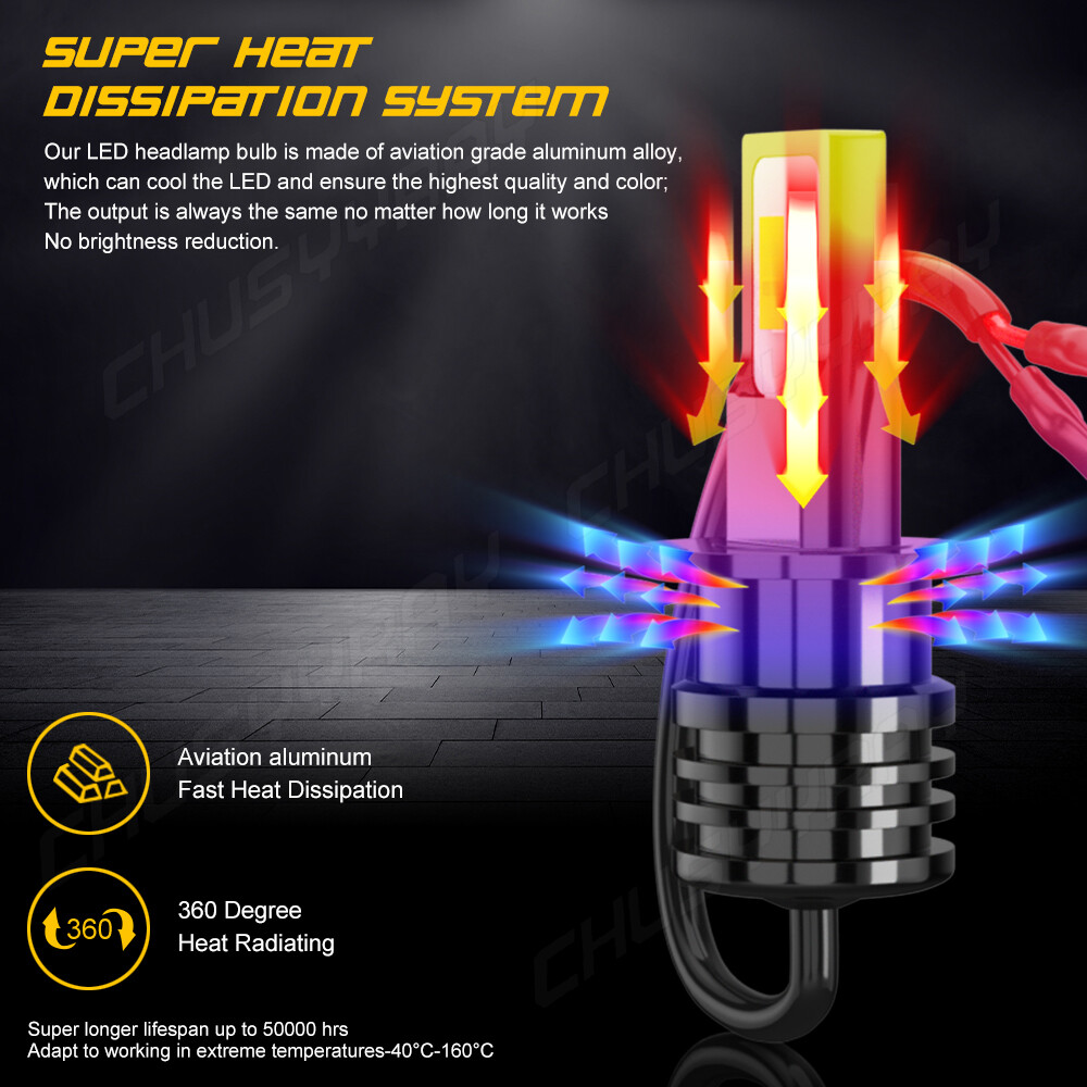Upgrade H3 LED Headlight Fog Light Bulbs Kit 55W 9800LM 6000K White Super Bright