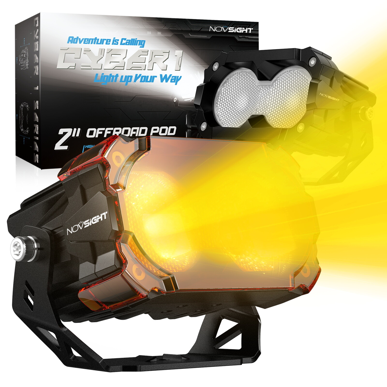 NOVSIGHT 4.5″ LED Work Light Pods Flood Jeep Truck SUV ATV Off Road Driving Lamp