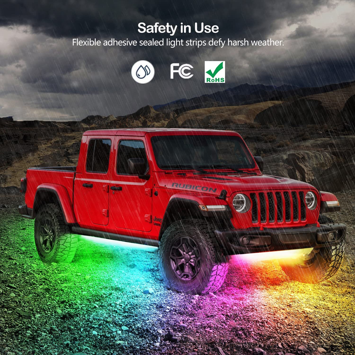 Flowing Dream Color RGB LED Strip Under Car Underglow Underbody Light Kit APP