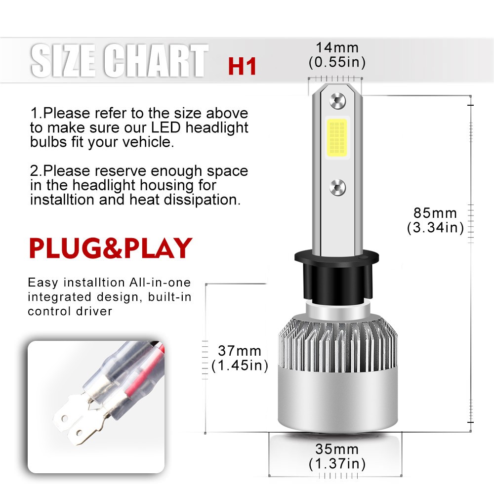 6x Combo H1+H11+H11 6000K LED Headlight High Low Beam Lamp Fog Light Bulbs Kit