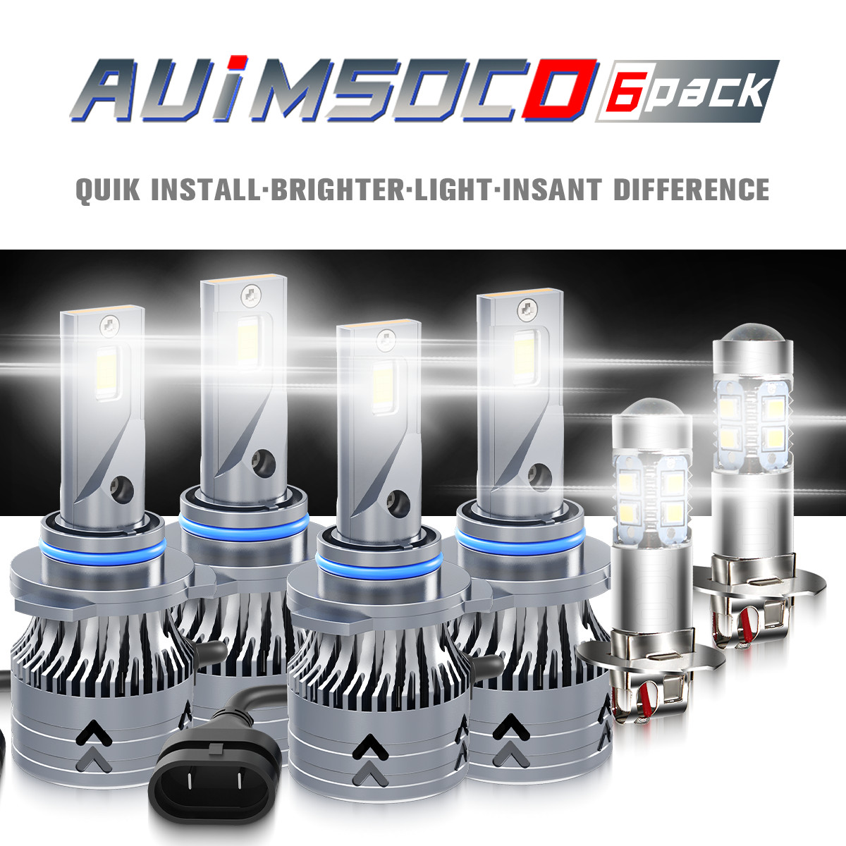 For Oldsmobile Cutlass Ciera 1987-1989 LED High Low Beam Headlight & Fog Bulbs