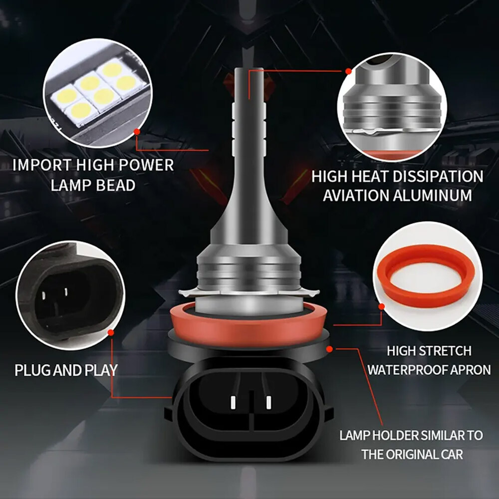 Combo 9005+H11+H11 LED Headlight Kit Fog light Bulbs High Low Beam 6000K White A