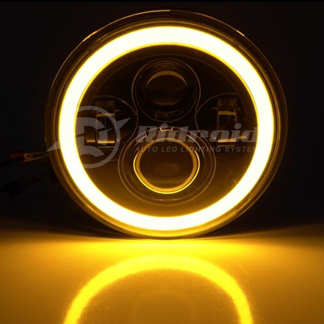 Pair 7″ Inch LED Headlights Halo Angle Eyes For Jeep Wrangler JK(07-14) LJ TJ CJ
