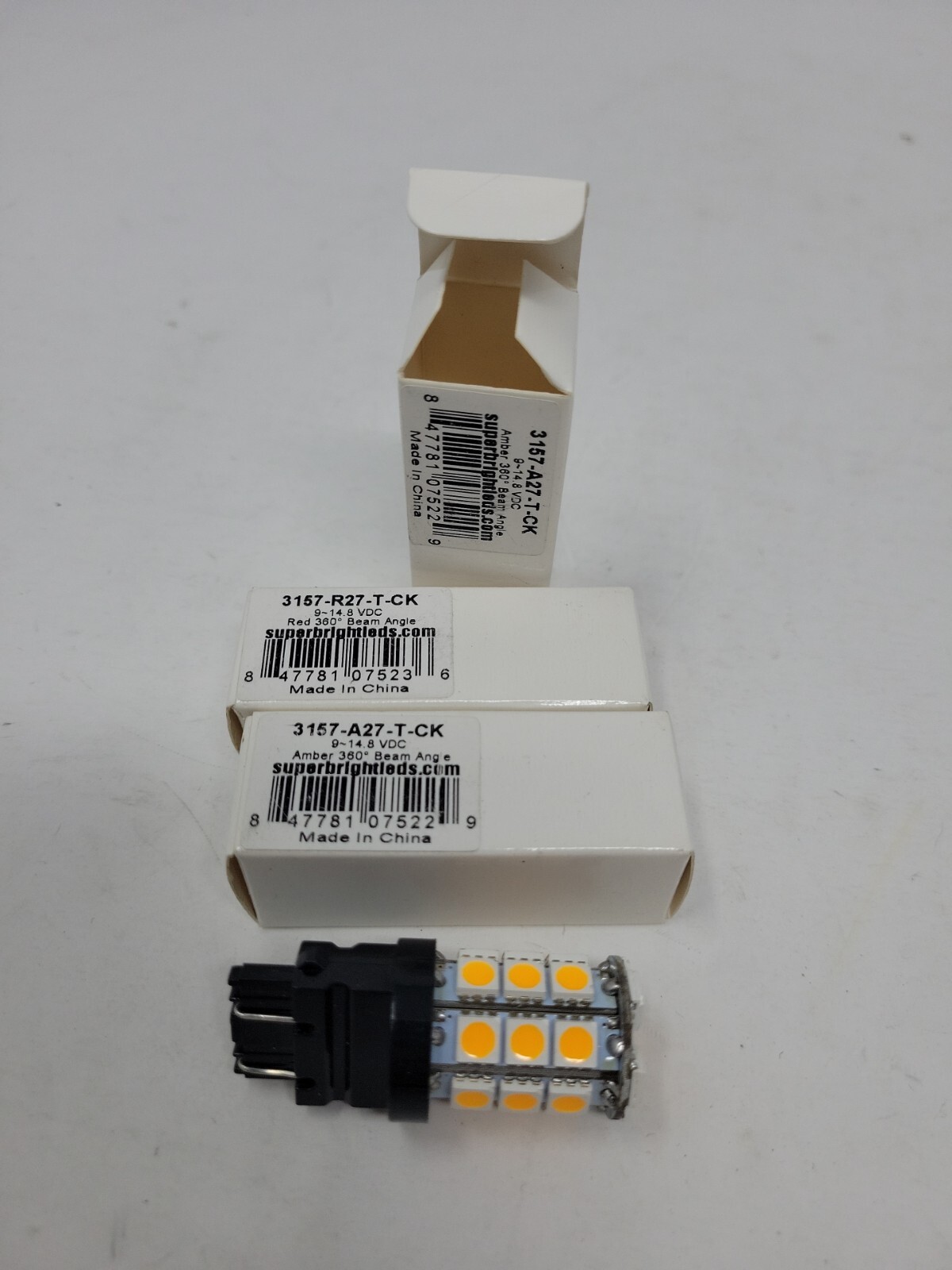 Set 3 Superbrightleds.com Amber 360 Degree Beam Angle Lights 2 Amber And One Red