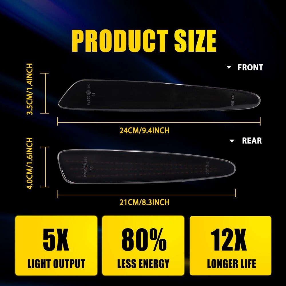 3-Row LED Side Marker Light Front+Rear For 05-13 Chevrolet Corvette C6 10316651,