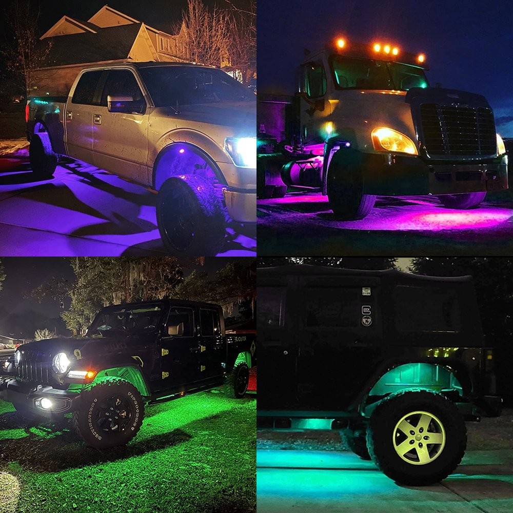 8Pods RGB LED Rock Lights, Waterproof Underglow Underbody Lighting Kit AUXITO US
