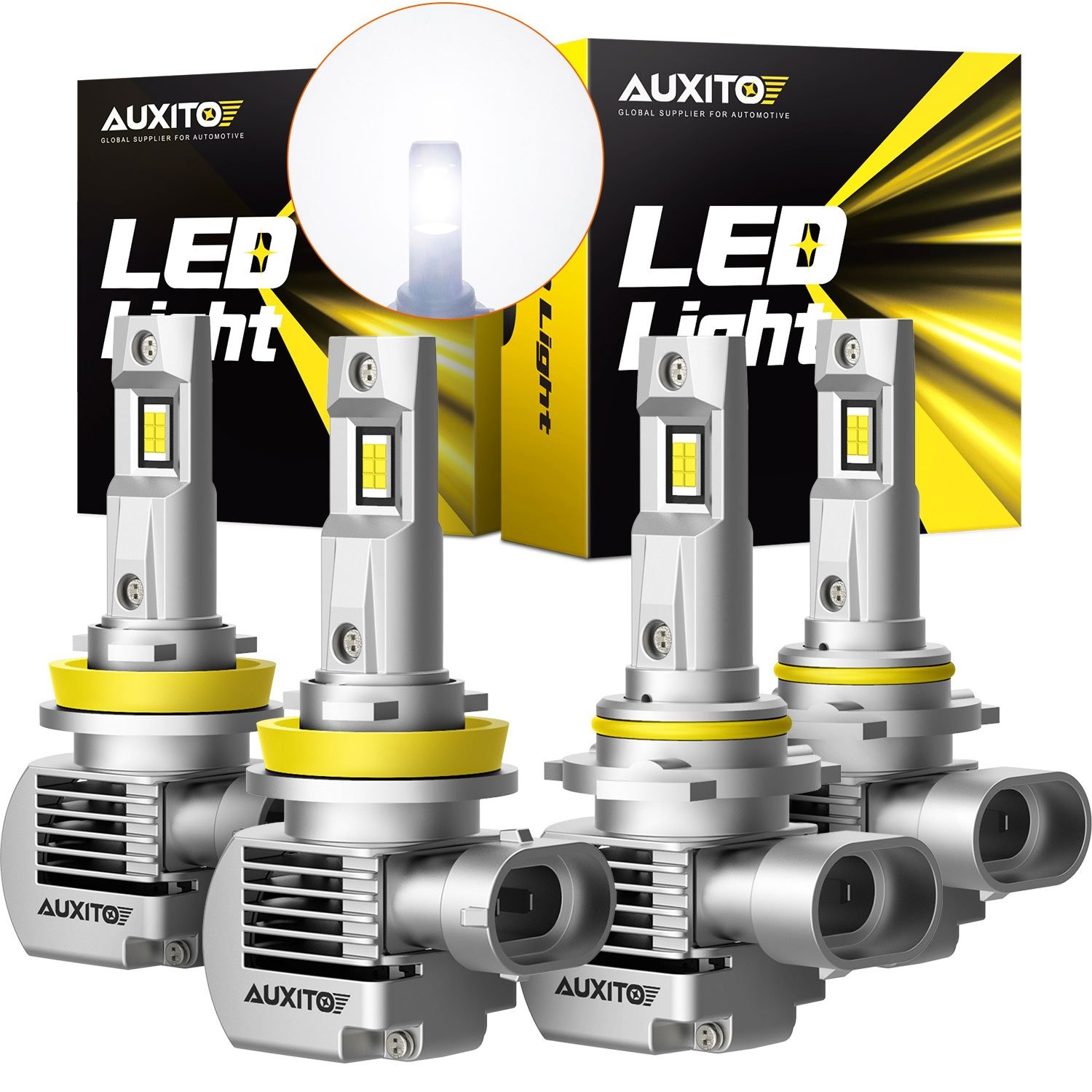 9006 9005 Combo Headlight LED High Low Beam Fog Light Bulbs 360W 6000K AUXITO D