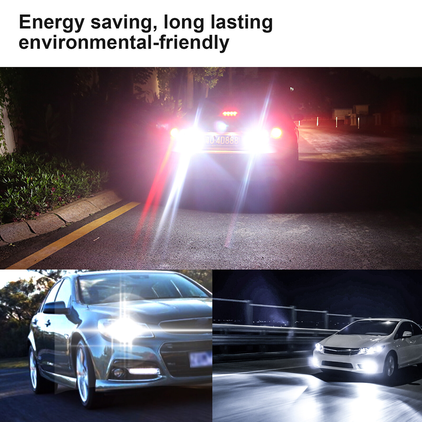 4x 1157 50-SMD LED Tail Brake Stop Backup Reverse Turn Signal Lights Bulbs White