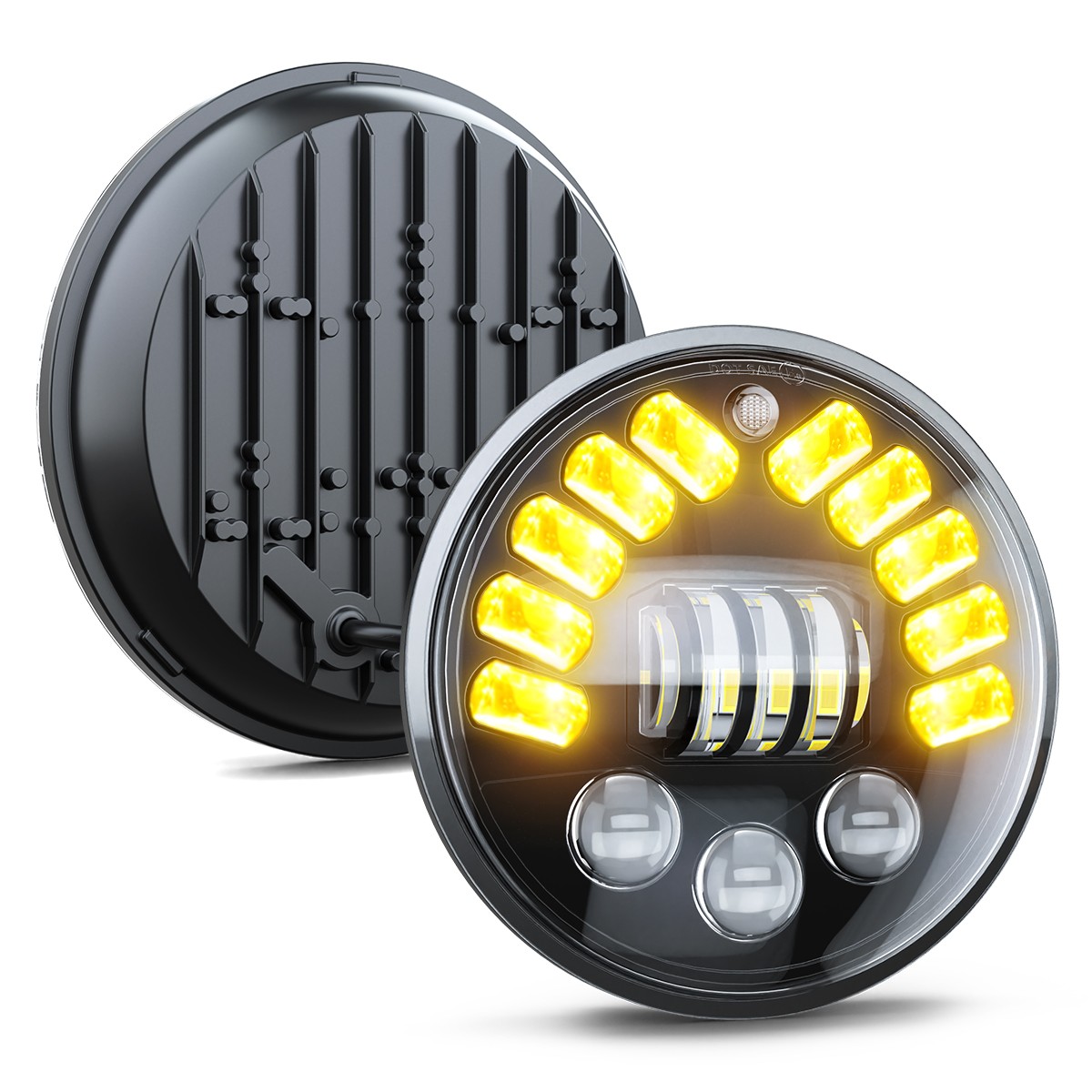 Newest Pair 7inch Led Round Headlight High-Low Beam for Peterbilt 379 359 Trucks