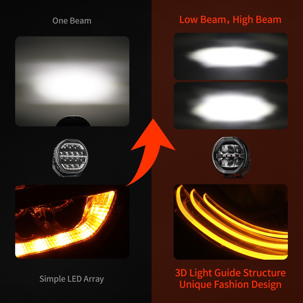AUXBEAM 7″/9″ Round LED Driving Work Lights 360-PRO Spot Pods Head Lamp & Cover