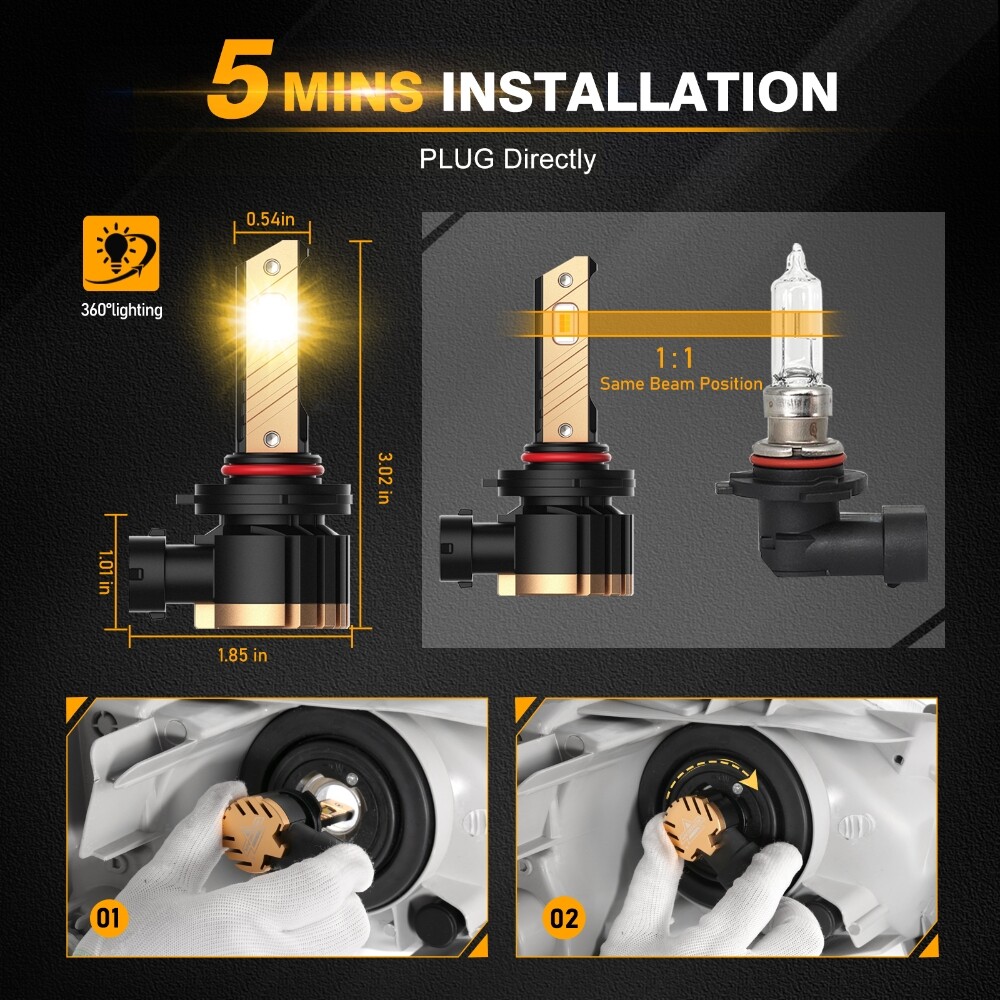 Multicolor LED Fog Light Bulbs Driving DRL 9145/H10 H8/H11 H16/5202 9006 Bright