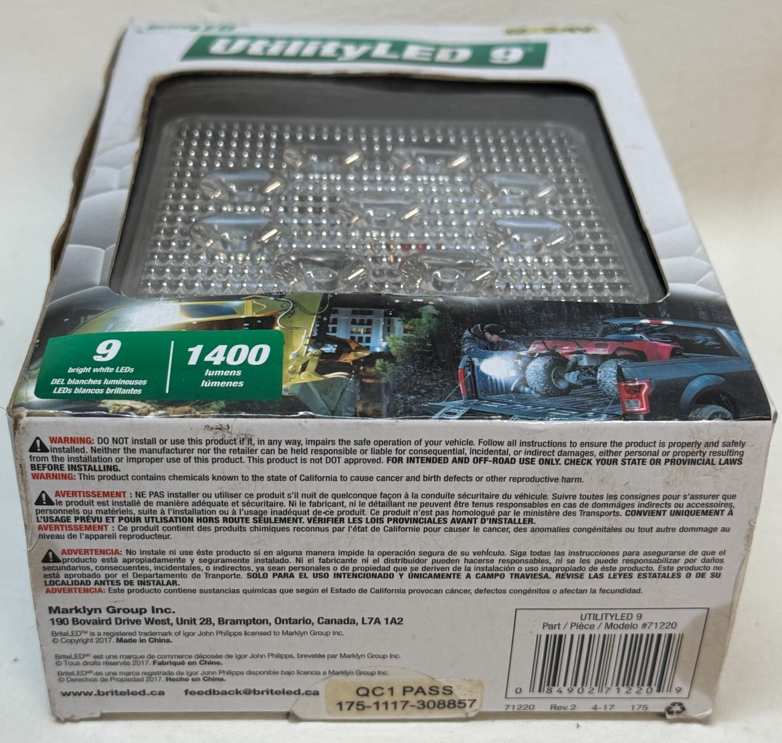 Bright LED UtilityLED 9 71220 Quad Off Road Driving Lights 1400 Lumens – NEW