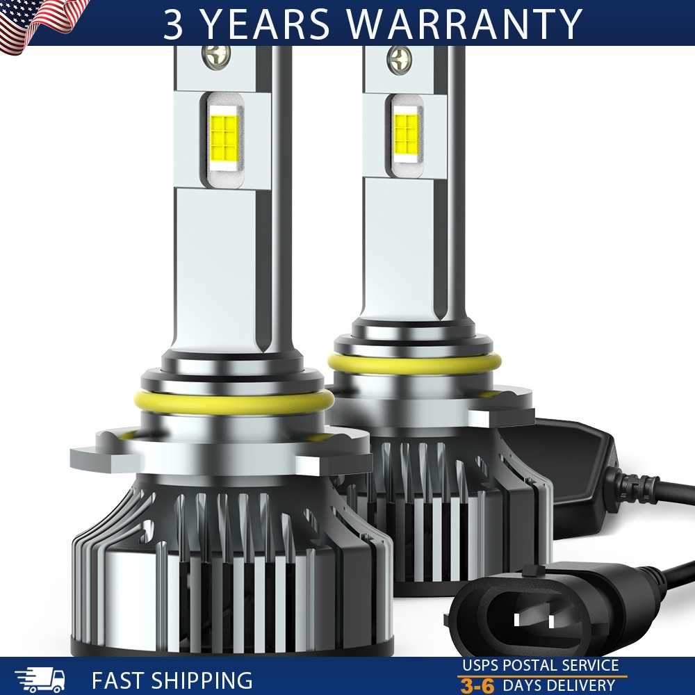 Pair 9006/HB4 LED Headlight Kit Bulbs Combo 6500K Low Beam Super White Bright