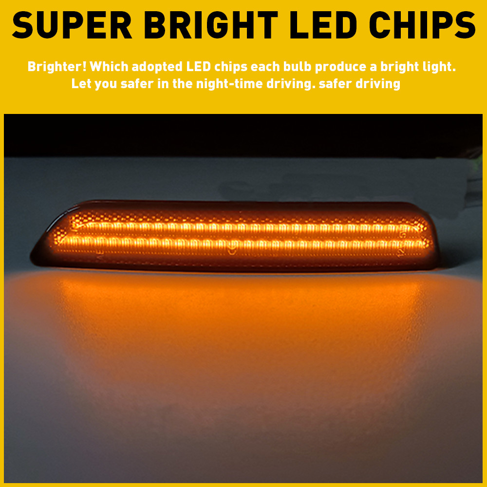2x Amber LED Side Front Lamps Marker Lights Fit Reflector 2010-2014 Ford Mustang